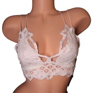 Free People Intimately Adella White Crochet Bralette Crop Top S NWT